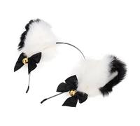 JOINPAYA Diadema para Cosplay Orejas de Gato de Peluche Bicolor, Aro Pelo Campana Dorada, Accesorio para Fiesta y Disfraz, Tocado Ligero y Divertido para Niñas