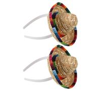 JOINPAYA Diadema Sombrero Mexicano Pequeño de Paja 16 Cm - 2 Piezas - Accesorios para Fotos de Fiesta Temática Cinco de Mayo y Decoración Festiva Mexicana