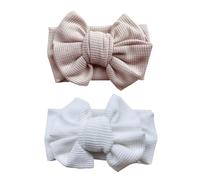 JOINPAYA Diademas para Ñiño Gran Lazo de Tejido Waffle, Talla Única para Recién Nacidos y Niñas Pequeñas, Material Suave y Cómodo, Adecuado para Fiestas, Navidad y Uso Diario, Pack de 2
