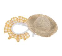 JOINPAYA Disfraz de Ganso para Mascotas Pequeño Sombrero de Paja y Babero Amarillo, Conjunto Hipoalergénico para Porche y Jardín, Ropa Ligera y Cómoda para Fiestas y Celebraciones al Aire