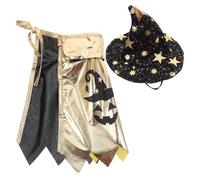 JOINPAYA Disfraz de Halloween para Gato Sombrero de Mago Negro con Estrellas Doradas para Mascotas Pequeñas Ropa Cómoda para Fiestas y Cosplay