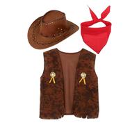 JOINPAYA Disfraz Vaquero Adulto Xl 140-160 Chaleco Vaquero Flecos Bandana Pañuelo para Carnaval y Fiesta Cosplay Temático Occidental para Hombres