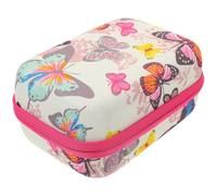 JOINPAYA Estuche para Botellas de Aceite Esencial 12 Compartimentos de 15 Ml, Bolsa de Transporte Portátil de Tela Oxford Rosa Fucsia Cremallera, Diseño de Mariposas Blancas, Organizador