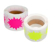 JOINPAYA Etiquetas Adhesivas Fluorescentes de 2 Pulgadas Forma de Estrella 2 Rollos 200 Etiquetas por Rollo para Precios de Venta Minorista y Garaje Espacio Blanco Grande Ideales para