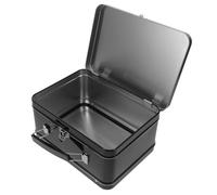 JOINPAYA Fiambrera Metálica Portátil de Hojalata con Asa Integrada y Tapa Abatible, Caja Rectangular Vintage Adecuado para Trabajo y Almacenamiento Seguro