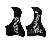 JOINPAYA Golpeadores Autoadhesivos Para Guitarra De 41 Pulgadas, Juego De 2 Placas Protectoras Antirayaduras Diseño De Dragón y Fénix Plateados, Accesorios Decorativos Para Guitarra Folk