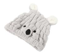 JOINPAYA Gorro de Toalla Absorbente Cabello, Secado Rápido, Tejido de Vellón Coral Suave, Diseño Orejas, Color Gris Claro, 1 Unidad, Adecuado para Uso Diario en Casa y Viaje