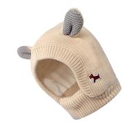 JOINPAYA Gorro para Perros Grandes Beige de Invierno Orejas de Conejo Sombrero Cálido de Punto para Mascotas Accesorio Protector contra Viento Frío para Climas Fríos