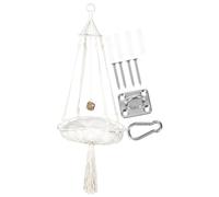 JOINPAYA Hamaca para Gatos de Macramé Mano Cama Colgante Cómoda para Interiores con Ganchos de Acero Inoxidable Cojín y Juguete Diseño para Mascotas Pequeñas y Gatos Domésticos