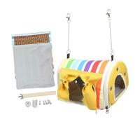 JOINPAYA Hamaca para Pájaros Colgante, Nido para Loros Pequeño, Tela Resistente, Color Arcoíris Amarillo, Cama Cálida para Jaulas, Refugio Interior para Periquitos y Canarios