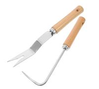 JOINPAYA Herramientas de Deshierbe Manual de Acero Inoxidable 2 Piezas Mango Ergonómico de Madera para Jardín Familiar, Extracción de Raíces y Trasplante, Adecuado para Césped y Cultivo