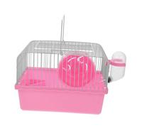 JOINPAYA Jaula de hámster pequeño Accesorio Elegante Interior roedor Agua Jaula Hamster Jaula portatil de Viaje para Hamster jaulas de hámster Jaula para Mascotas AbS Rosa
