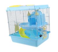 JOINPAYA Jaula Portátil para Hámster Casa Castillo Ruedas de Ejercicio y Comedero Transportín para Pequeños Roedores y Viaje Color Azul