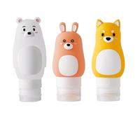 JOINPAYA Juego 3 Botellas Dispensadoras Portátiles Dibujos Animados, Vacías para Champú, Loción y Gel de Ducha, Capacidad 50 Ml, 70 Ml y 90 Ml, Material Seguro para Viaje Estilo Aleatorio