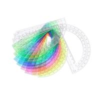 JOINPAYA Juego de 12 Transportadores Semicirculares 180° de Plástico Transparente y Colores Surtidos (rojo, Amarillo, Azul, Verde, Transparente) para Medición de Ángulos, Dibujo Técnico