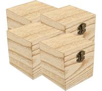 JOINPAYA Juego de 4 Cajas de Madera Decorativas Cuadradas Color Hecho a Mano con Cierre Tapa Abatible Tamaño Mediano para Regalos Almacenamiento de Joyas y Recuerdos