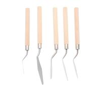 JOINPAYA Juego de 5 Espátulas para Pintar de Acero Inoxidable Mango de Madera, Herramientas para Mezclar Colores y Raspar Pintura al Óleo, Adecuado para Artistas y Manualidades sobre