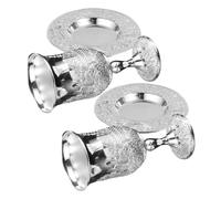 JOINPAYA Juego de Copas Kiddush con Diseño Vintage Elegante 2 Juegos de Aleación de Zinc Plata y Bandeja para Shabat y Pésaj, Adecuado para Amigos y Familia Judía
