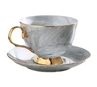 JOINPAYA Juego de Taza y Platillo de Café y Leche 250 Ml Cerámica Gris Estilo Nórdico para Desayuno y Café en Casa