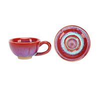 JOINPAYA Juego de Taza y Platillo de Cerámica Roja para Café y Té Tarde, Taza Multifuncional para Leche y Espresso, Superficie Lisa, Capacidad Media, Adecuado para Uso en Hogar y Comedor
