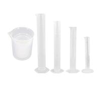 JOINPAYA Juego de Tazas Medidoras y Cilindro Graduado de Plástico Transparente Escala Clara, 2 Piezas para Medición Precisa en Laboratorio, Escuela y Uso Doméstico