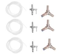 JOINPAYA Kit de Incubación para Acuarios 9 Piezas Distribuidor de Acero Inoxidable Válvula Antirretorno y Mangueras Transparentes Accesorios para Bombas de Aire y Oxígeno Peceras