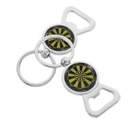 JOINPAYA Llavero Abridor de Botellas Doble con Diseño de Tablero de Dardos, Colgante Metálico Resistente en Color Amarillo, Set 2 Piezas para Bolso y Llaves, Obsequio Creativo para Hombres