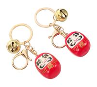 JOINPAYA Llavero Japonés Daruma de Cerámica Rojo Campana Juego de 2 Piezas Colgante Suerte Tradicional para Llaves Bolsos y Monederos Recuerdo de Viaje en Tokio y Osaka
