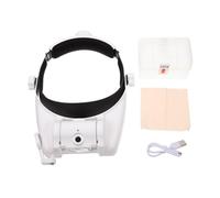JOINPAYA Lupa Ligera Montada Cabeza con Luces LED para Identificación de Joyería y Extensión de Pestañas, Lente de Plástico y Vidrio, Aumento Múltiple