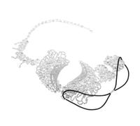 JOINPAYA Máscara Veneciana Femenina Pedrería de Gemas de Imitación Media Máscara Plateada Correa Elástica Ajustable para Halloween Carnaval y Bailes de Disfraces