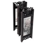 JOINPAYA Mini Biombo Chino Plegable Rojo, Pantalla de Escritorio China para Decoración Oficina, Tamaño Compacto, Adorno Feng Shui Oriental para Escritorio y Ambientes Pequeños