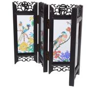 JOINPAYA Mini Biombo Plegable de Escritorio Estilo Chino, Adorno Decorativo Pequeño de Pantalla Divisoria, Acabado Mate Vintage, Diseño Compacto para Casa y Oficina (Birds Flowers)