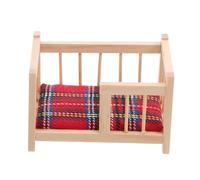JOINPAYA Miniature Wooden Dollhouse Bed Crib with Bedding Detailed Craftsmanship DIY Children Bedroom Furniture Dollhouse Accessories For Creative Play and Photography
