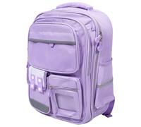 JOINPAYA Mochila Escolar Infantil para Niñas Grande de Nylon Oxford Morado Múltiples Bolsillos y Correas Ajustables Adecuado para Primaria y Secundaria Mochila para Estudiantes Gran