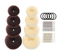 JOINPAYA Moldeador de Moños de Dona para Cabello Femenino, 8 Piezas de Esponja, 40 Horquillas en U y 5 Gomas para Peinados Rápidos, Herramienta Versátil para Uso Diario y Fiestas