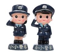 JOINPAYA Muñecos Policía Miniatura 2 Piezas Masculino y Femenino Modelo de Policía para Decoración Pastel Cumpleaños Figura Coleccionable Compacta para Hogar y Fiesta Infantil
