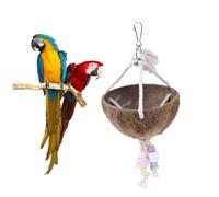 JOINPAYA Nido De Loro Natural Columpio y Juguete De Madera para Loros Accesorio Colgante De Cuero De y Pimienta Suministros para Aves Adecuado para Jaulas Pequeñas y Domésticos