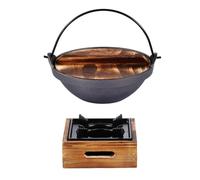 JOINPAYA Olla Hierro Fundido Sukiyaki Japonesa 20 Cm con Horno Aluminio Pequeña Resistente Antiadherente para Cocina Casera y Camping Set Multiuso