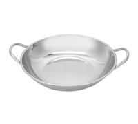 JOINPAYA Olla Pequeña de Acero Inoxidable 28 Cm con Fondo Plano y Doble Asa Antideslizante para Cocina a Gas, Sartén Seca para Estufa, Utensilio Ligero Adecuado para Cocinas Pequeñas