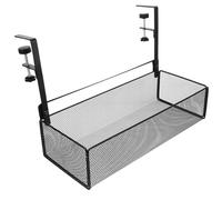 JOINPAYA Organizador Metálico para Debajo del Escritorio Cesta Lateral Ajustable y Abrazadera, Almacenamiento para Revistas y Accesorios de Oficina, Color Negro, sin Necesidad de Taladros