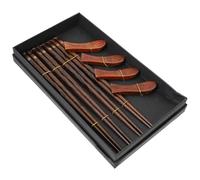 JOINPAYA Palillos de Madera Estilo Japonés Reutilizables 4 Pares 4 Soportes Delicados, Caja Portátil para Vajilla Casera y Servicio de Cena, Diseño Liso y Ligero para Uso Doméstico