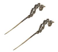 JOINPAYA Palillos Pelo Vintage Estilo Chino Diseño de Dragón, Horquillas de Latón Puro, Accesorio Clásico para Cabello Medio a Grueso, Set de 2 Piezas, Adecuado para Bodas y Uso Diario