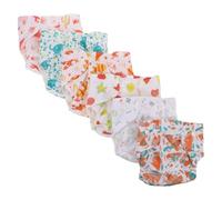 JOINPAYA Pañales Lavables para Bebés Recién Nacidos con Botones a Presión, 6 Unidades Estampados Divertidos, Absorbentes y Reutilizables, Calzoncillos de Tela para Entrenamiento