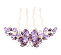 JOINPAYA Peineta Lateral para Cabello de Mujer y Niña 4 Dientes, Accesorio de Boda Gemas de Imitación, Horquilla Morada para Tocados de Novia y Fiestas Obsequios