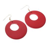JOINPAYA Pendientes Colgantes de Madera Redondos para Mujer 1 Par Diseño Geométrico Ligeros y Resistentes Joyería para Fiestas y Uso Diario Color Rojo