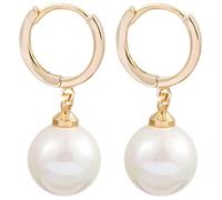 JOINPAYA Pendientes Colgantes de Perlas para Mujer Aro Pequeño de Aleación Dorada Perla Ligeros y Seguros para Uso Diario Joyería Elegante y Clásica para Obsequio