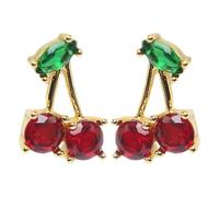JOINPAYA Pendientes de Cereza Rojos Circonitas 1 Par de Pendientes para Mujer y Niña Joyería de Moda Diseño de Fruta Ideales para Uso Diario y Fiestas