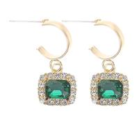 JOINPAYA Pendientes de Cristal Verde Diseño Único para Mujer Clip de Oreja Aleación Ligera y Brillo Intenso Adecuado para Obsequio de Cumpleaños o Boda