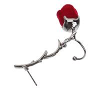 JOINPAYA Pendientes de Espinas de Rosa y Flor para Chicas Adolescentes, Orejera sin Perforar, Color Vino Tinto, Accesorio Estético para Bodas y Uso Diario