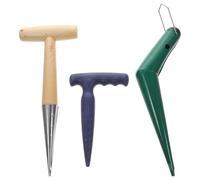 JOINPAYA Perforadora de Jardín Manual Mango de Madera y Acero Inoxidable Plantador de Bulbos y Trasplante para Aflojar Suelo y Sembrar Plántulas en Jardinería